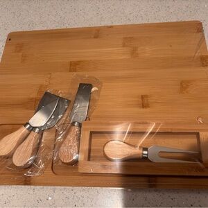 Bamboo Cheese Board with Stainless Steel Knives